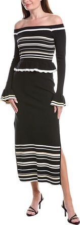 Adrianna Papell Off-The-Shoulder Shoulder Knit Midi Dress
