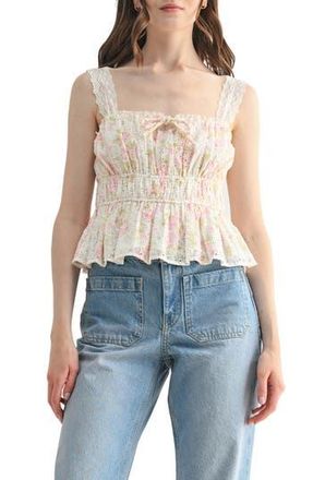 Lush Lace Strap Embroidered Eyelet Peplum Top in Blush Green at Nordstrom Rack, Size Medium