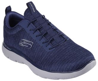 Skechers Slip-On Sneaker SKECHERS SUMMITS-, Herren, Gr. 47,5, blau (navy, grau), Textil, Schuhe Slip-On Sneaker, Slipper, Freizeitschuh, Halbschuh mit Elastic 
