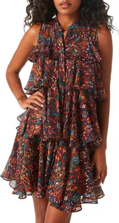 Misa Emogene Dress In Peacock Abstract
