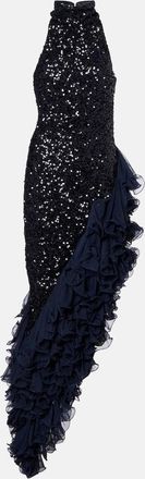 Rotate Ruffled sequined cocktail dress