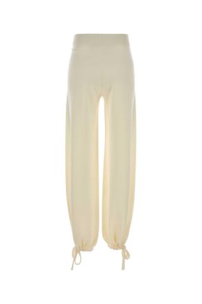 Max Mara 2521336011600 001 Bianco Exterior: Virgin Wool Pantaloni Trousers