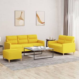 vidaXL Vidaxl - Juego De Sof&aacute;s Con Cojines 3 Piezas Tela Amarillo Claro