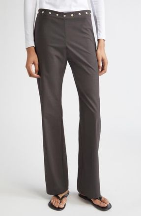Paloma Wool Dain Snap Detail Bootcut Trousers in Brown at Nordstrom, Size 10 Us