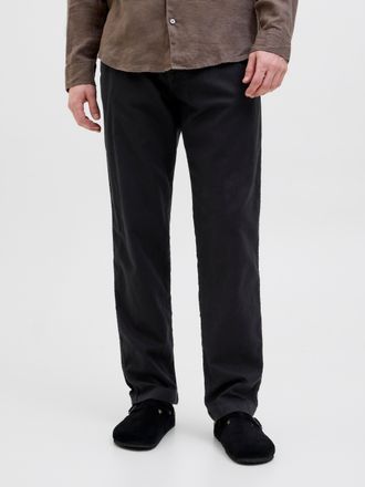 Jack & Jones Stoffhose JACK & JONES JPSTKANE HYBRID BONDI JOGGER SN, Herren, Gr. XS, N-Gr, schwarz, Web, Obermaterial: 80% Baumwolle, 20% Leinen, unifarben, relaxe