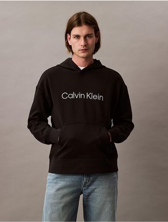 Calvin Klein Jeans Calvin Klein Mens Standard Logo Terry Relaxed Hoodie - Black - 2XL