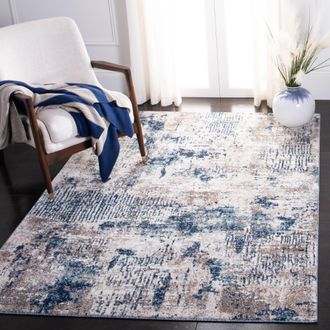 Safavieh Aston Machine Made Area Rug, Grey / Navy Contemporary Style Easy Care