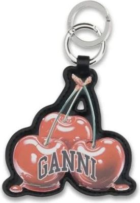 Ganni Leren Sleutelhanger met Ring - Dames - Sleutelhangers & Tashangers - Rood - ONE Size - Leer - Accessoires