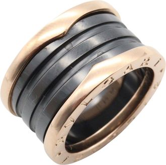 Bulgari Gold Black Pink Gold (18K) Ceramic Band Ring (Pre-Owned)