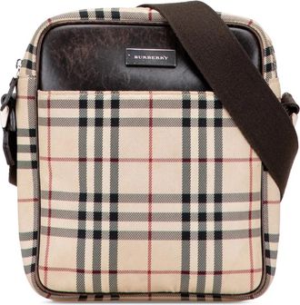 Burberry Borsa a tracolla con motivo House Check in tela 2000-2017 - Marrone