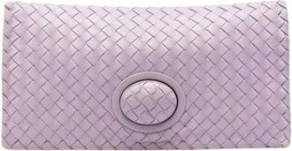 Bottega Veneta Pre-owned Woven Nappa Leather Clutch - Dames - Vintage Clutch - Paars - ONE Size - Leer - Vintage
