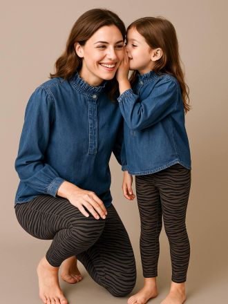 Envie de Fraise Damen Leggins mit Zebramuster ENVIE DE FRAISE Mama-Tochter-Capsule, Bio-Baumwolle schokolade