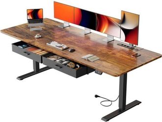 OEM Hlonone Escritorio Elevable El&eacute;ctrico 200 X 80 Cm, Mesa Puertos Usb-c, Mesa Regulable En Altura Con 2 Cajones Extra&iacute;bles, Marr&oacute;n