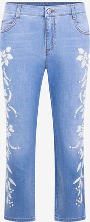 Ermanno Scervino Ausgewaschene Boyfriend-Jeans im Used-Look mit Stickereien