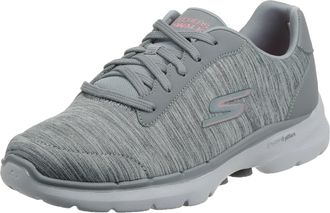 Skechers Womens Go Walk 6 Magic Melody Sneaker, Gray Textile/Trim, 3.5 UK