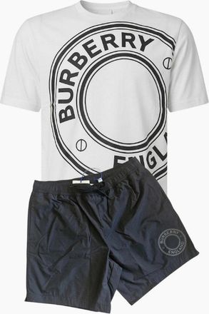 Burberry Mens Burberry Graphic Print Shorts Set W/B - Black - Size: 35/36/37/38