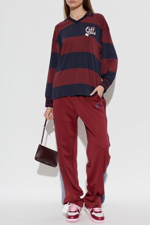 Off-white Polo Shirt With Logo, Womens, Burgundy