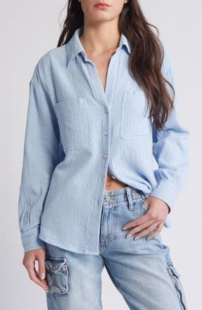Topshop Casual Cotton Button-Up Shirt in Light Blue at Nordstrom Rack, Size 2 Us (Fits Like 0) Uk