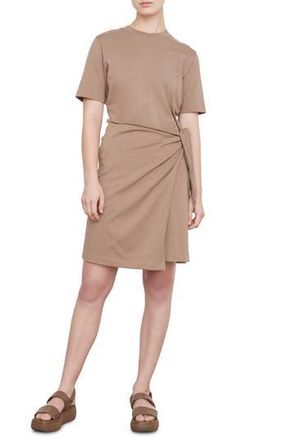 Vince Side Tie Cotton T-Shirt Dress in Shale at Nordstrom Rack, Size Large