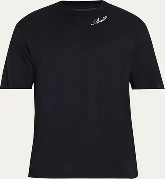 Amiri Mens Cotton and Modal Logo-Crewneck T-Shirt