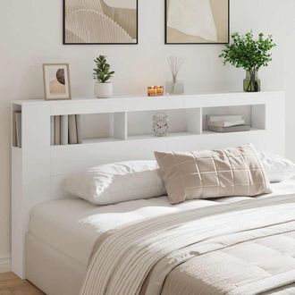vidaXL Cabecero Con Led Madera De Ingenier&iacute;a Blanco 200x18,5x103,5 Cm Vidaxl