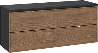 Petits Meubles Mueble bajo lavabo encimera estratificado marrón negro