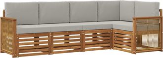 vidaXL Conjunto De Sof&aacute;s De Exterior 4 Uds. Natural Y Gris Claro Vidaxl