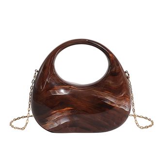 Generic Cymwer Women Acrylic Trendy Evening Clutch Purse Elegant Handbag for Prom Party (Brown)