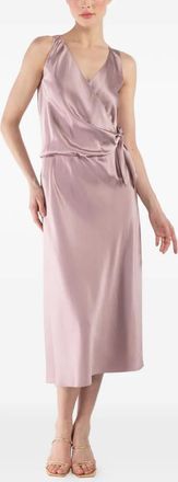 Peter Cohen Sketch tie V-neck midi dress - Roze