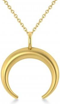 Allurez Crescent Moon Horn Pendant Necklace 14k Yellow Gold