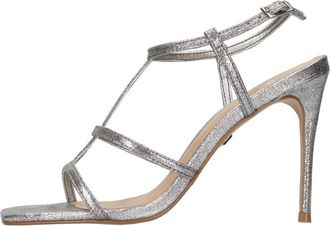 Carrano Hoge Hak Sandalen - Dames - Sandalen met hakken - Grijs - 40 EU - Leer - Schoenen