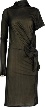 Maison Margiela Asymmetrische E&eacute;nmouw Midi Jurk - Dames - Casual kleedjes - Zwart - 2XS - Kleedjes