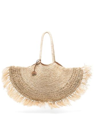Cult Gaia Lucia shopper met raffia - Beige
