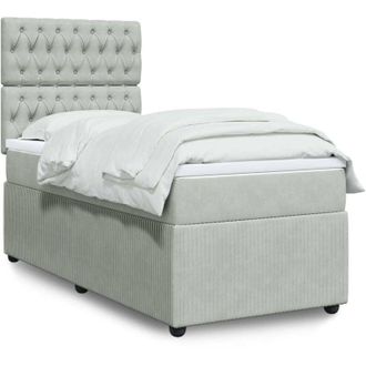vidaXL Cama Box Spring Con Colch&oacute;n Terciopelo Gris Claro 80x200 Cm