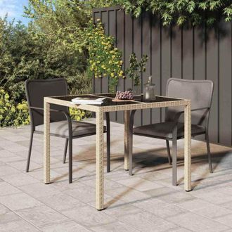vidaXL Vidaxl - Tavolo da Pranzo da Giardino Beige 90 x 90 x 75 cm Poly Rattan