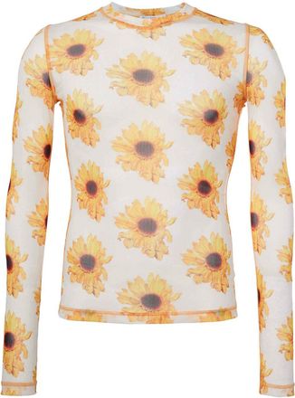 J.W.Anderson floral-print sheer top - unisex - RPES Recycled Polyester - S - White