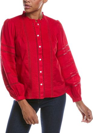 Madewell High Neck Lace Insert Pintuck Top