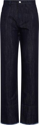 Victoria Beckham Womens Cropped High Waist Tapered Jeans - Dark Blue Cotton - Size 27 (Waist)