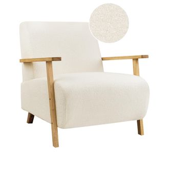 Beliani Sill&oacute;n Retro Moderno Con Reposabrazos De Boucl&eacute; Beige Claro Lesja