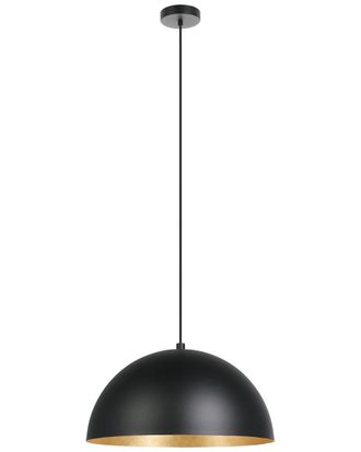 Eglo Eglo Rafaelino 1 Light Pendant With Black Exterior & Gold Leaf Interior Metal Shade