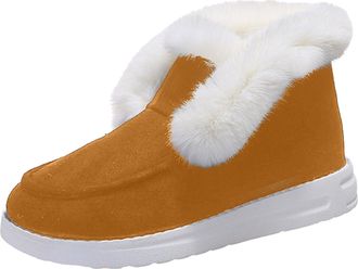 Generic Womens Suede House Booties Slippers Faux Fur Lined Slipper Warm Winter Shoes Sherpa Fuzzy Lightweight Comfortable Casual Winter Boots Slip On Shoes La