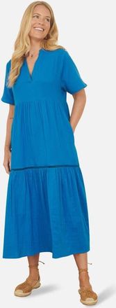 Yumi Cotton Kaftan Midi Dress in Blue at Nordstrom, Size 12