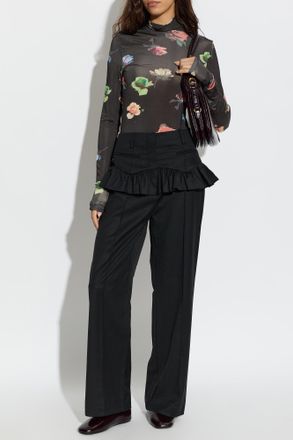 Ganni Floral Motif Top, Womens, Black
