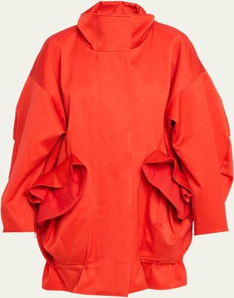 Ashlyn Chandra Ruffled Cocoon Coat