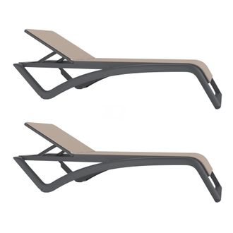 Resol Set 2 Tumbonas Exterior Gris Oscuro - Beige Sky Club Resol