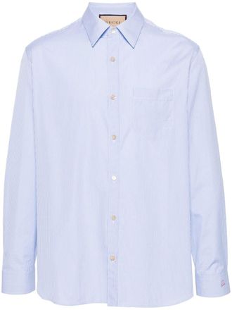 Gucci striped cotton shirt - men - Cotton - 16 - Blue