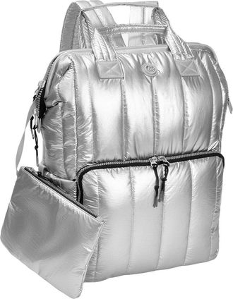 Joan & David Collection Tubular Quilted Metallic Puffer Nylon 18In Workbook Backpack
