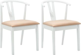 vidaXL Silla De Comedor 2 Uds. Madera De Caucho S&oacute;lido Y Marr&oacute;n Vidaxl
