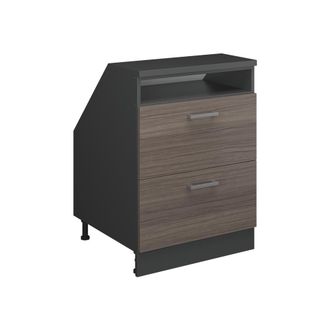 Vicco Armario De Cocina Para Techo Inclinado R-line, Gris Noble, 60 Cm Con 2 Cajones, Carcasa 60 Cm De Profundidad, Vicco