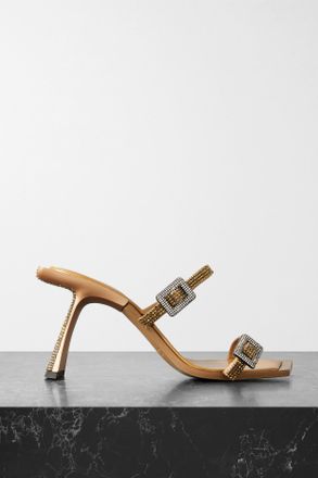 Benedetta Bruzziches Mule In Raso Di Seta Metallizzato Con Cristalli Ewa - Oro